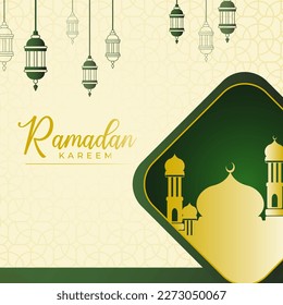 Simple Ramadan theme background template. Vector illustration of mosque and Arabic ornament. Suitable for design element of Ramadan Kareem greeting. Editable Design. 