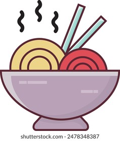 simple ramen bowl icon illustration