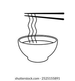 Ícone simples de linha ramen isolado no fundo branco