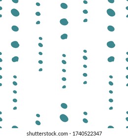 Simple random dots line pattern. Hand drawn doodle seamless repeating vector vertical pattern.