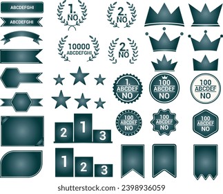 Einfache Rankenrahmen-Dekorationsrahmen Band Lorbeerkopf 1. Platz Gewinner Krongoldpreispreis Ranking Tags, Symbole, Labelillustrationen und Vektorgrafik