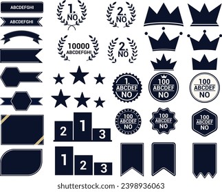 Einfache Rankenrahmen-Dekorationsrahmen Band Lorbeerkopf 1. Platz Gewinner Krongoldpreispreis Ranking Tags, Symbole, Labelillustrationen und Vektorgrafik