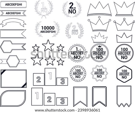 simple ranking frame set decoration decoration frame ribbon laurel 1st place winner crown gold award ranking tags, icons, labels illustrations and vector
