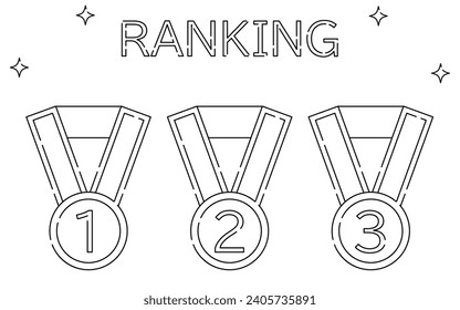 Simple ranking medal badge icon set, 1st to 3rd place, Vector Illustration