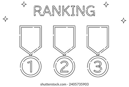 Simple ranking medal badge icon set, 1st to 3rd place, Vector Illustration