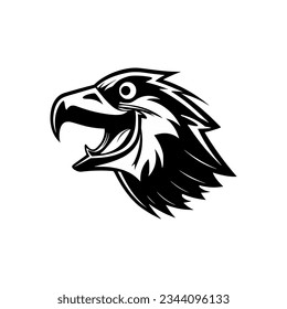 simple raven bird wild animal black white flat color logo vector illustration template design