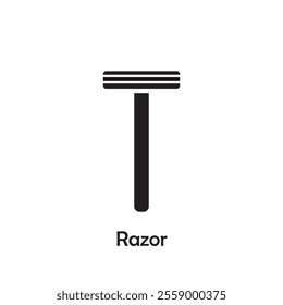 Simple razor icon vector isolated on white background in silhouette style. Bathroom accessories. Icons for web design, tag, label.