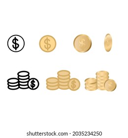 simple to real coin icon set vector