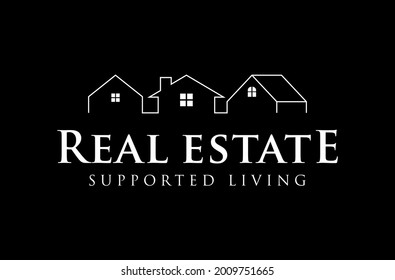 Simple Real Estate Black And White, Building and Construction logo design template vector illustration