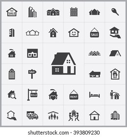 Simple Real Estate Icons Set. Universal Real Estate Icon To Use For Web And Mobile UI, Set Of Basic Real Estate Elements