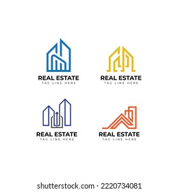 Simple Real Estate logo, Real Estate, Building and Construction icon design vector, collection of building architecture sets.