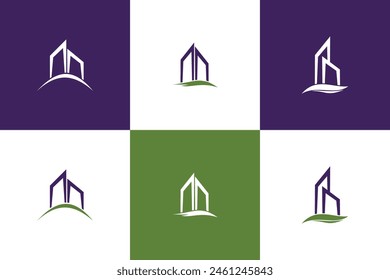 Simple real estate logo design for business, set of real estate icon collection