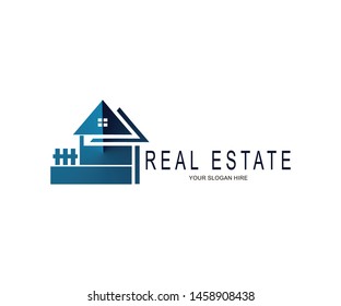 Simple Real Estate Logo With Gradient Blue Home Icon
