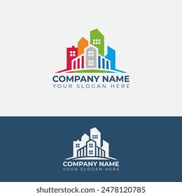 Simple real estate logo icon with abstract Building logo shape