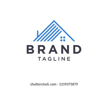 Simple Real Estate Logo. Retro Geometric Linear Style House Symbol isolated on White Background. Flat Vector Illustration Usable for Construction Architecture Building Logo Design Template Elements.