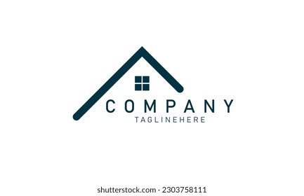 Simple Real Estate Logo. Retro Geometric Linear Style House Symbol isolated on White Background. Flat Vector Illustration Usable for Construction Architecture Building Logo Design Template