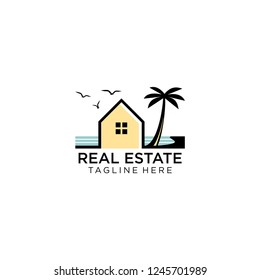 Simple Real Estate Logo Template: in the beach place