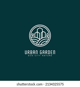 Simple Real Estate Urban Gardener In Circle Linear Style Logo Design, Eco City Logo Design, Urban Nature Logo, Simple Modern And Clean Logo, Vector Template