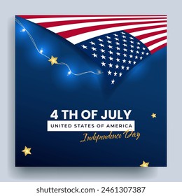 Simple Realistic 4th of July Banner With Beautiful Lighting Design