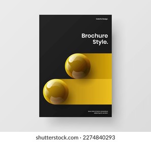 Simple realistic balls annual report template. Multicolored brochure vector design concept.