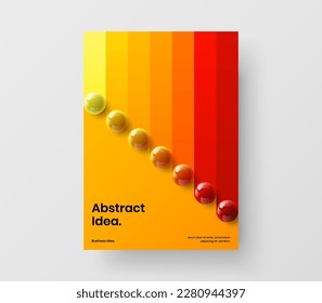 Simple realistic balls book cover concept. Premium pamphlet A4 vector design layout.