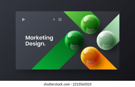 Plantilla de sitio de bolas simple y realista. Ilustración de diseño de vectores de portada de catálogo Vivid.