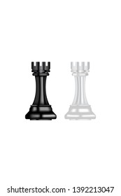 Simple Realistic Chess Pieces.
White and black rook pieces.