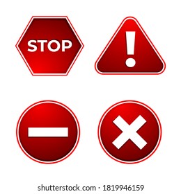 Simple and realistic collection of stop signs in red