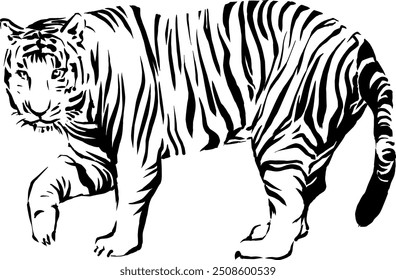 Simple and realistic silhouette illustration of a tiger.