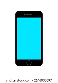 Einfache realistische Handymodelle. Mobiles Gerät für UI- und UX-Präsentationsvorlage. Handy-Rahmen mit leerem Display isolierte Vorlagen. Mobil mit der Home-Taste in blauer Farbe.

