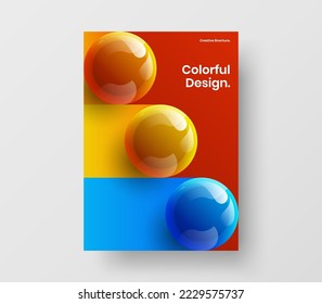 Simple realistic spheres book cover layout. Amazing placard vector design illustration.