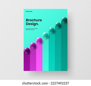 Concepto simple y realista del folleto sobre esferas. Diseño vectorial de diseño de volante premium.