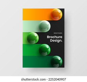 Simple realistic spheres brochure illustration. Geometric company cover design vector concept.