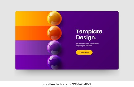 Simple realistic spheres corporate brochure template. Amazing site vector design layout.