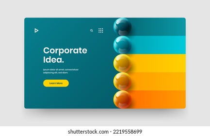 Sencillo concepto realista de primera plana de esferas. Resumen de la plantilla de diseño de vectores de identidad corporativa.