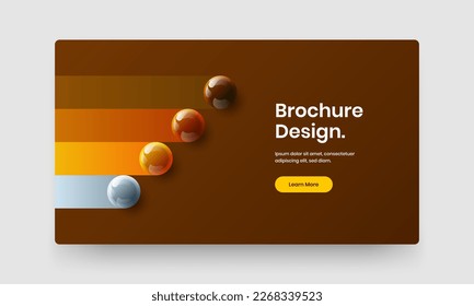 Simple realistic spheres landing page layout. Multicolored website screen vector design template.