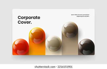 Simple realistic spheres placard concept. Geometric catalog cover vector design layout.