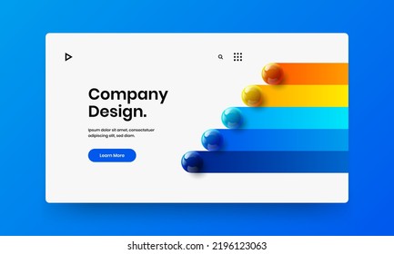 Simple realistic spheres placard template. Bright website screen vector design concept.