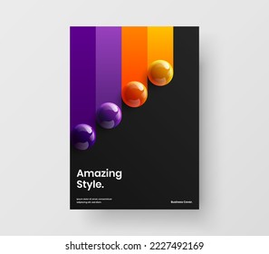 Simple realistic spheres presentation concept. Creative handbill design vector layout.