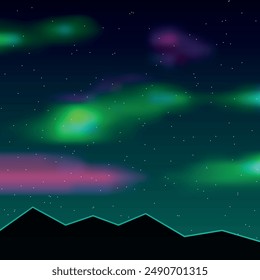 Simple realistic vector illustration of northern lights on the night sky, made with gradient mesh.