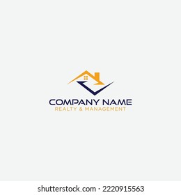 simple realty and management minimal house roof logo
