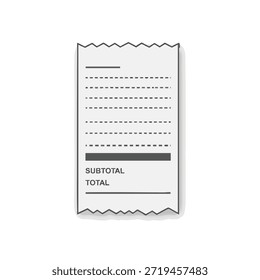Comprobante simple con bordes irregulares, mostrando subtotal y total, sobre un fondo blanco