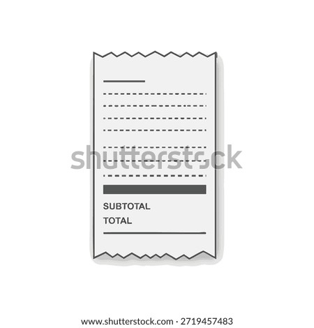 Simple receipt with jagged edges, showing subtotal and total, on a white background