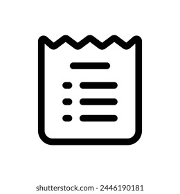 Icono simple de la línea del Comprobante aislado en un fondo blanco