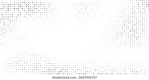 Simple rectangkle mesh halftone gradient texture. Vanishing polka dot modern art