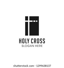 Simple Rectangle Book Holy Church Christian Cross Logo Modern Vector