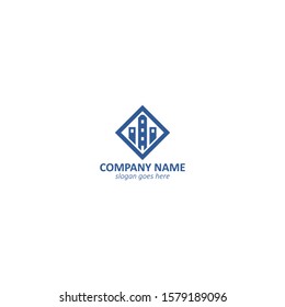 simple rectangle with buildings real estate logo
