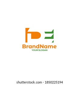 Simple Rectangle DE Logo Design Vector