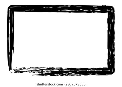 simple rectangle frame from black crayon, at white background
