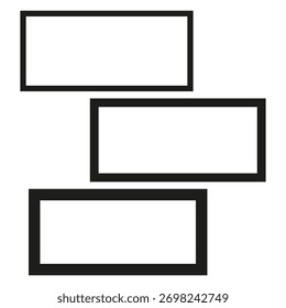 Simple rectangle frames. Blank border elements. Abstract linear Vector design. Clean graphic template. EPS 10.